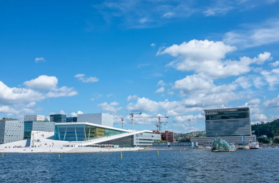 Blick auf Oslo vom Meer aus