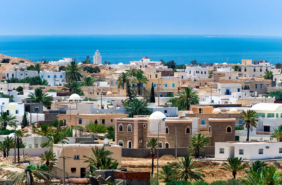Blick auf die Stadt der Insel Djerba, Tunesien