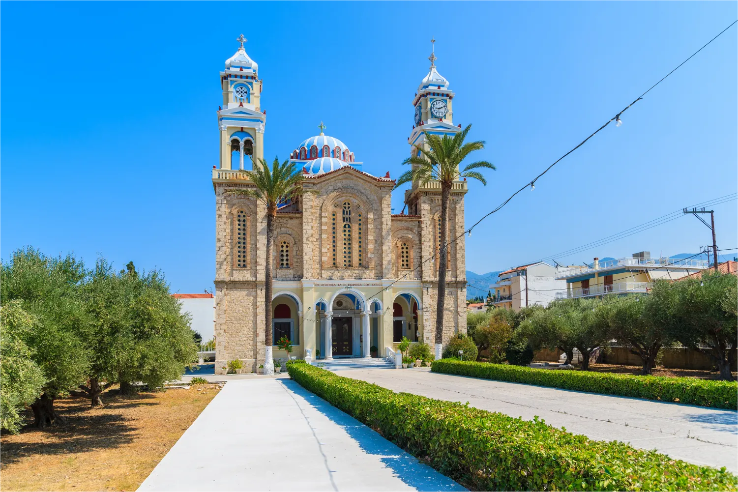 Schöne alte Kirche in Karlovasi Stadt, Samos